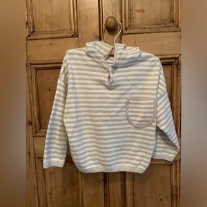 Toddler Boys’ Zara Hooded Striped Light Sweater White and Grey Size 24 Months